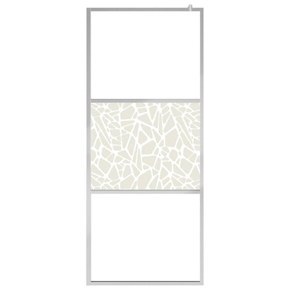 Walk-in Shower Wall ESG Glass with Stone Design 90x195 cm