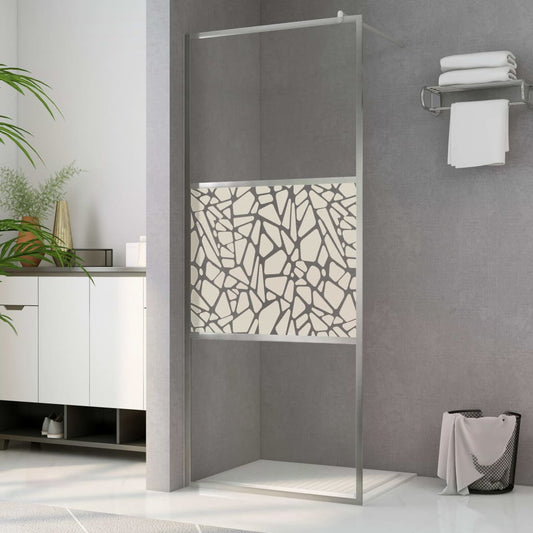 Walk-in Shower Wall ESG Glass with Stone Design 90x195 cm