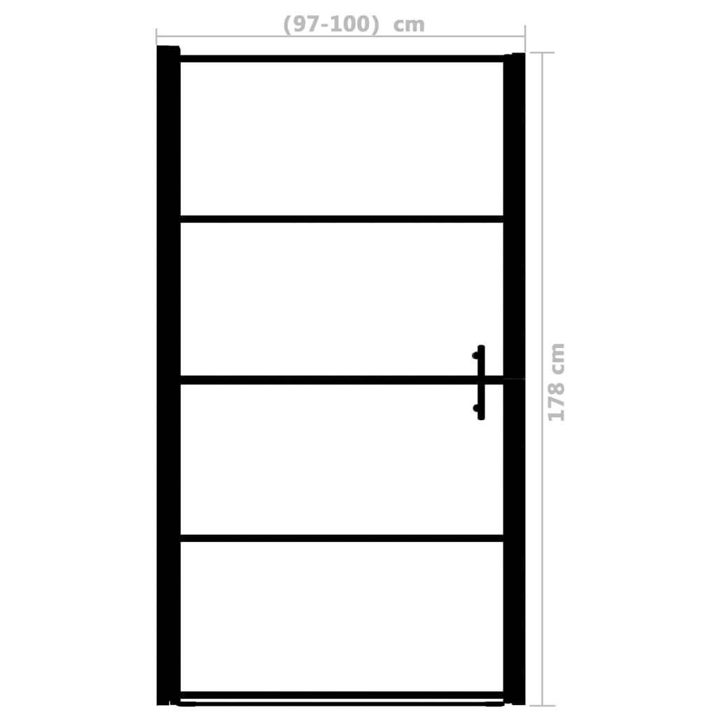 Shower Door Frost Tempered Glass 100x178 cm Black - Bend