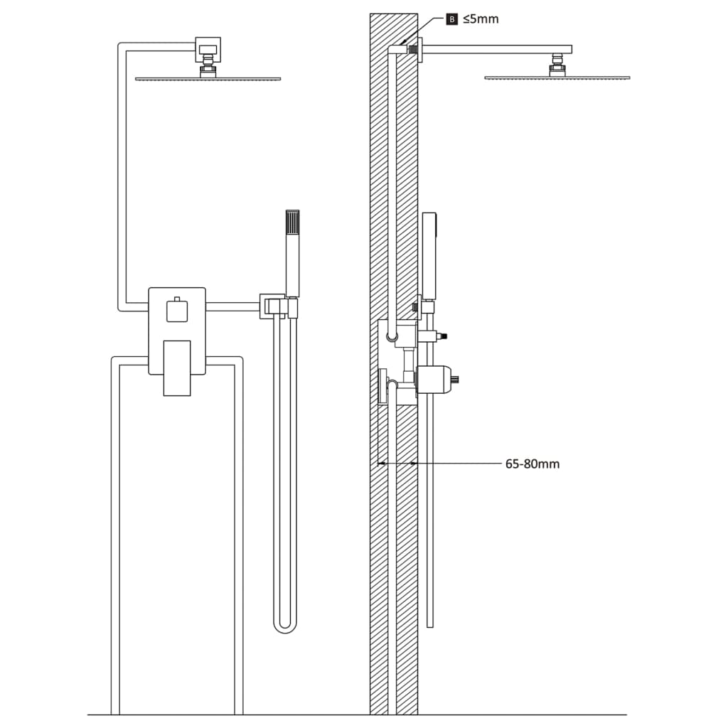 Shower System Stainless Steel 201 Black