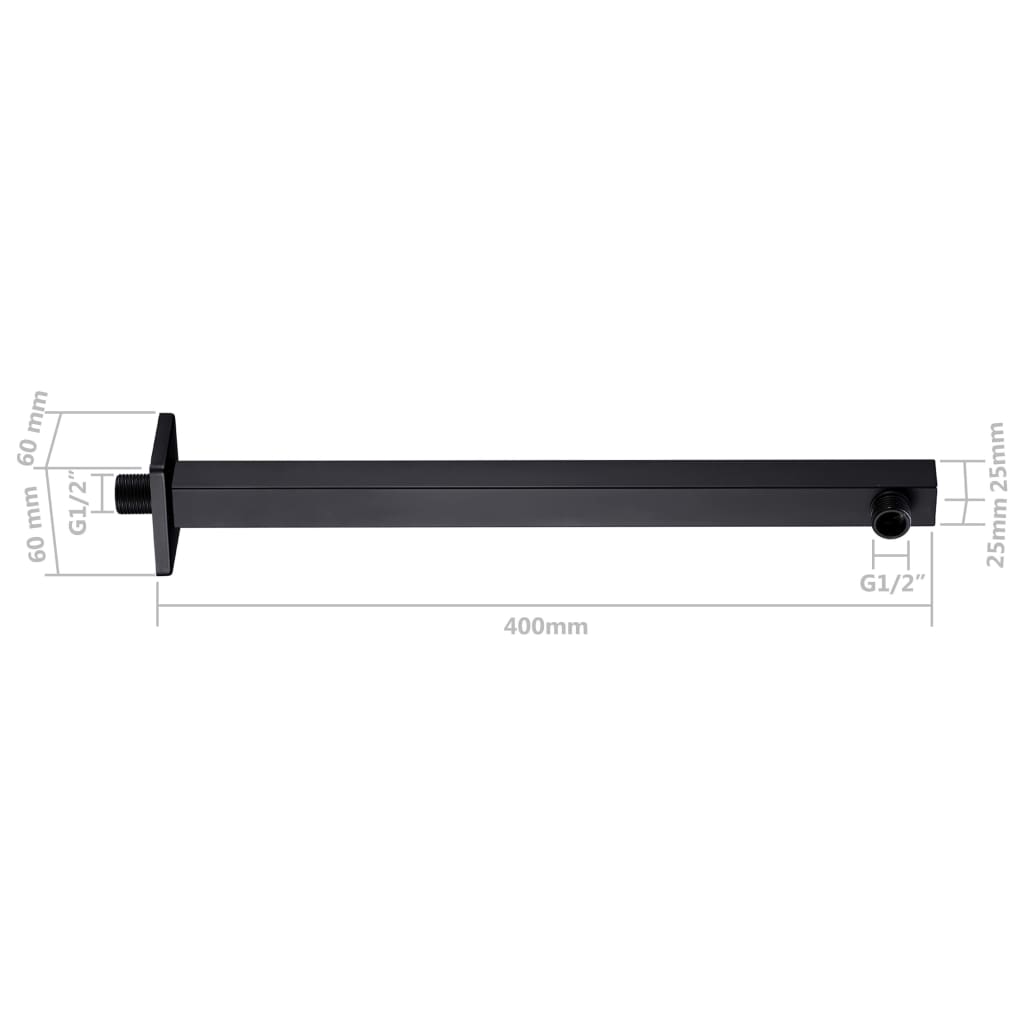 Shower Support Arm Square Stainless Steel 201 Black 40 cm - Bend