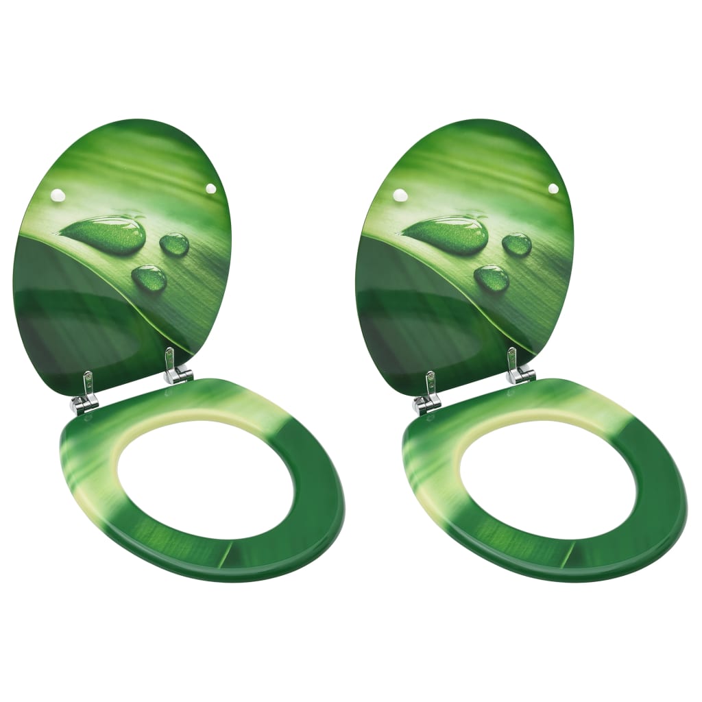 MDF Toilet Seat - Green Water Drop Design - Bend