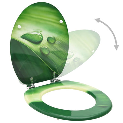 MDF Toilet Seat - Green Water Drop Design - Bend