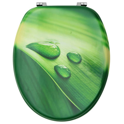 MDF Toilet Seat - Green Water Drop Design - Bend