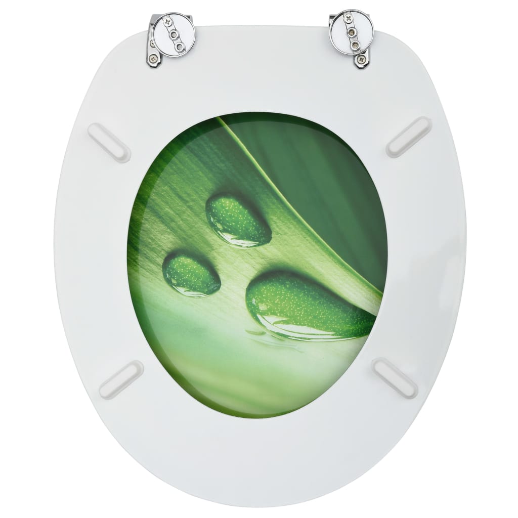 MDF Toilet Seat - Green Water Drop Design - Bend