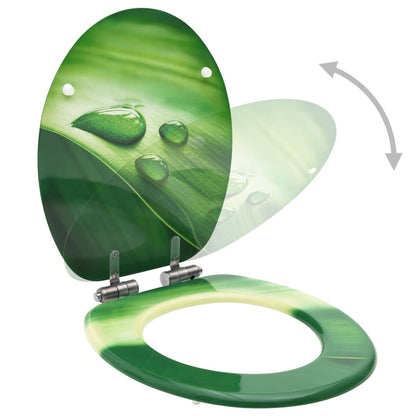 MDF Toilet Seat - Green Water Drop Design - Bend