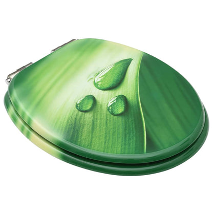 MDF Toilet Seat - Green Water Drop Design - Bend