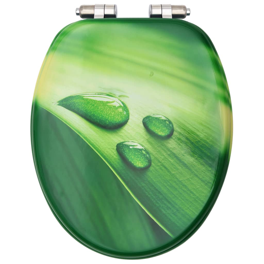 MDF Toilet Seat - Green Water Drop Design - Bend