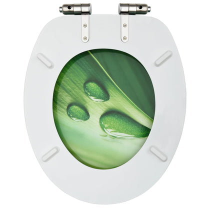 MDF Toilet Seat - Green Water Drop Design - Bend