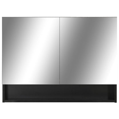 LED Bathroom Mirror Cabinet Black 80x15x60 cm MDF