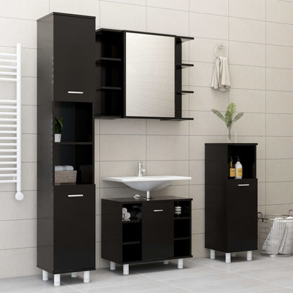 Bathroom Cabinet Black 30x30x95 cm Engineered Wood