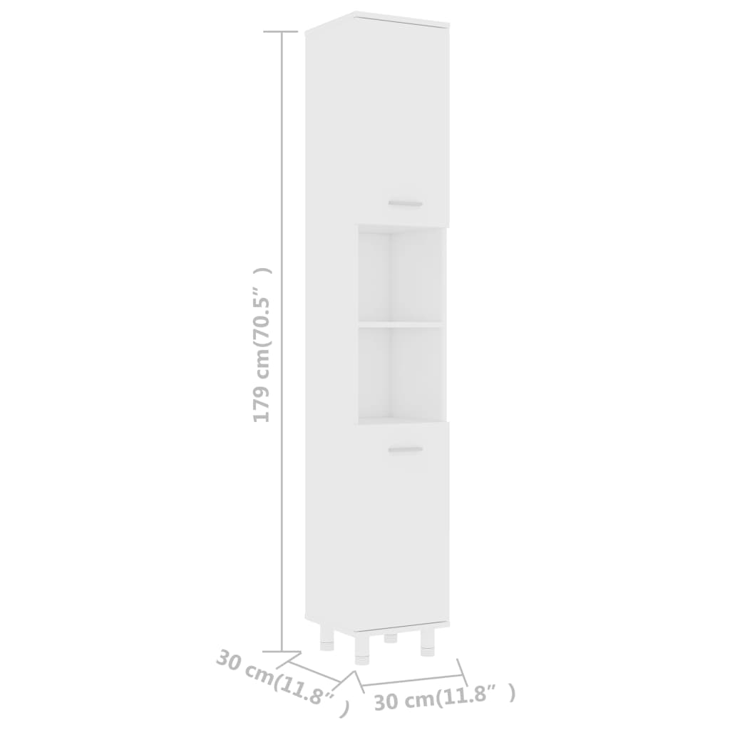 Bathroom Cabinet White 30x30x179 cm Engineered Wood