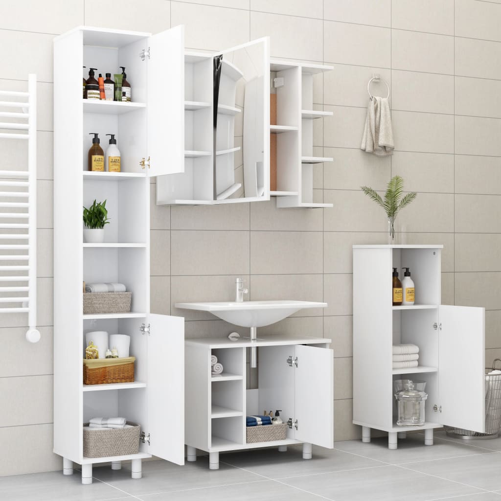 Bathroom Cabinet White 30x30x179 cm Engineered Wood