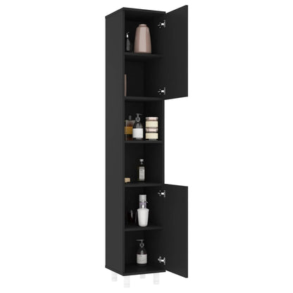 Bathroom Cabinet Black 30x30x179 cm Engineered Wood