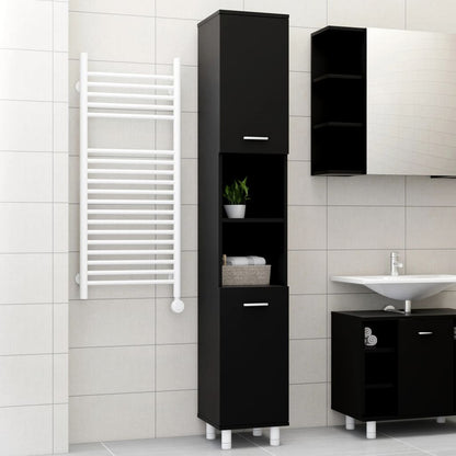 Bathroom Cabinet Black 30x30x179 cm Engineered Wood