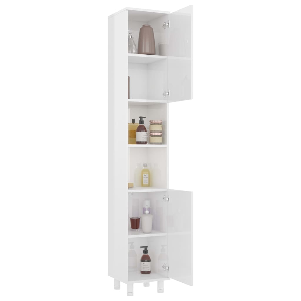 Bathroom Cabinet High Gloss White 30x30x179 cm Engineered Wood