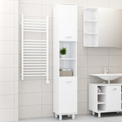 Bathroom Cabinet High Gloss White 30x30x179 cm Engineered Wood