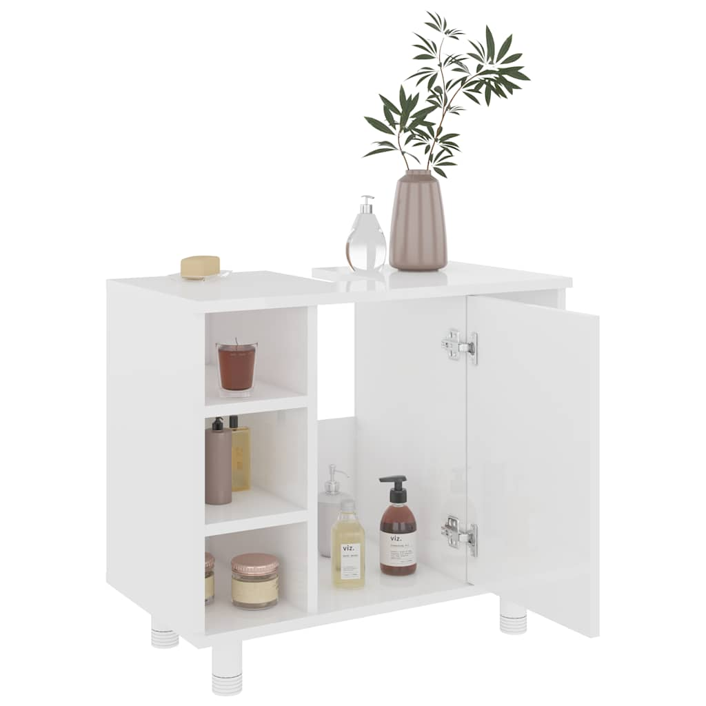 Bathroom Cabinet High Gloss White 60x32x53.5 cm Engineered Wood