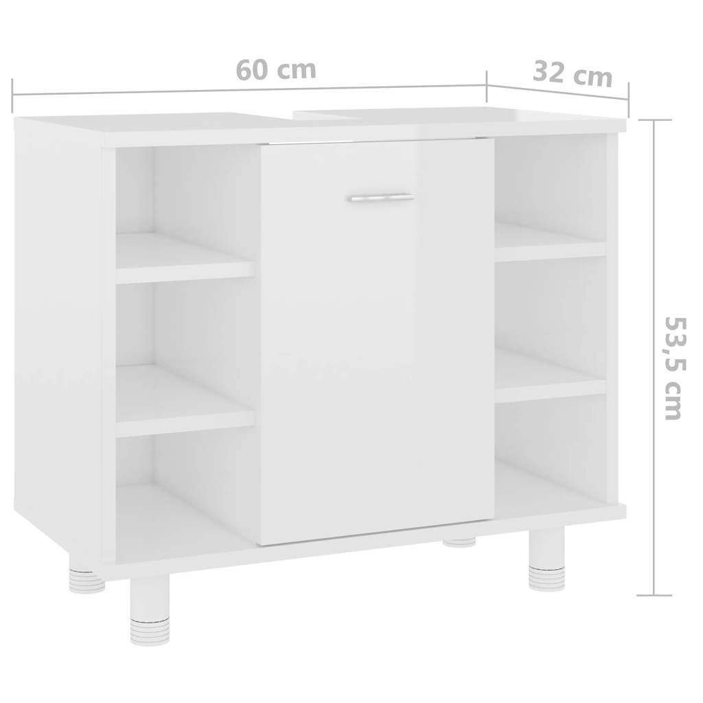 Bathroom Cabinet High Gloss White 60x32x53.5 cm Engineered Wood