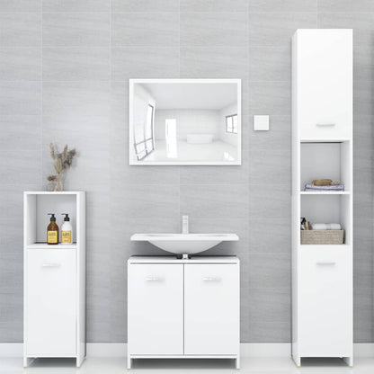 4 Piece Bathroom Furniture Set White Engineered Wood