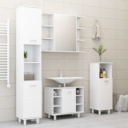 4 Piece Bathroom Furniture Set White Engineered Wood