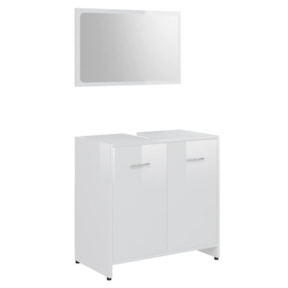 3 Piece Bathroom Furniture Set High Gloss White Engineered Wood