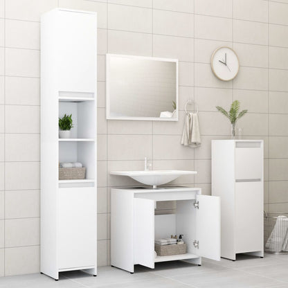 3 Piece Bathroom Furniture Set White Engineered Wood