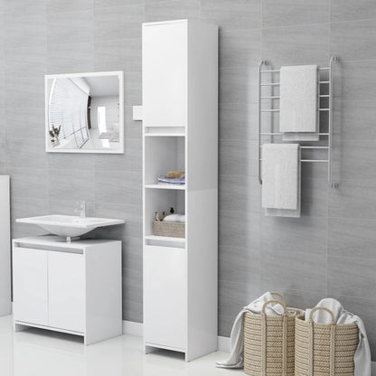 3 Piece Bathroom Furniture Set White Engineered Wood