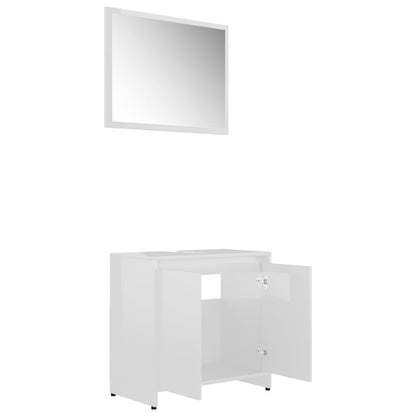 3 Piece Bathroom Furniture Set High Gloss White Engineered Wood