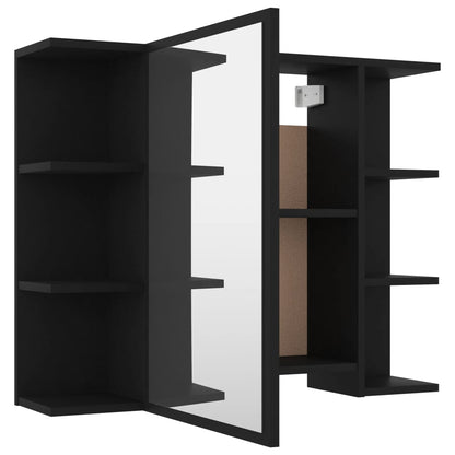 3 Piece Bathroom Furniture Set Black Engineered Wood