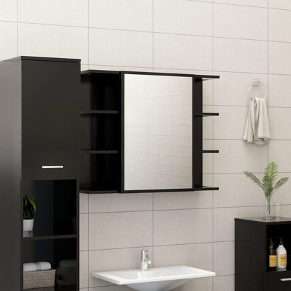 3 Piece Bathroom Furniture Set Black Engineered Wood