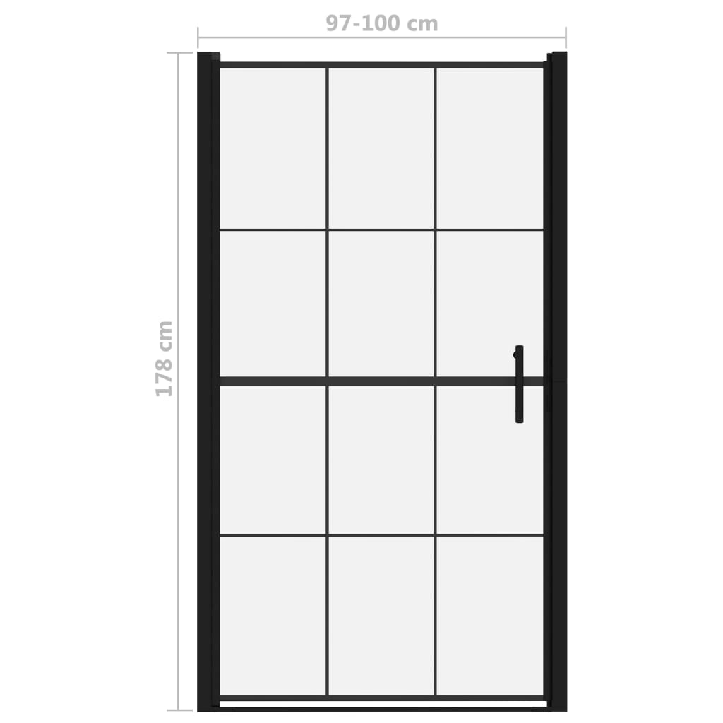 Shower Door Tempered Glass 100x178 cm Black