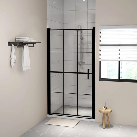 Shower Door Tempered Glass 100x178 cm Black