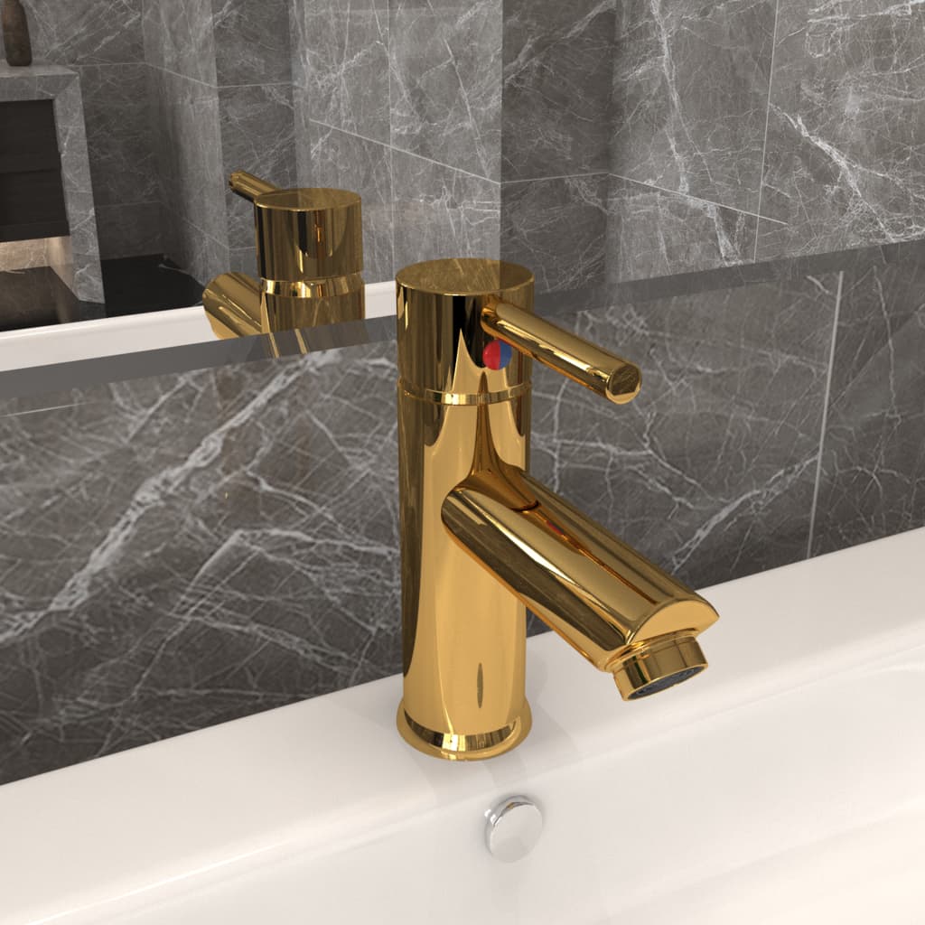 Bathroom Basin Faucet - Gold, Grey, Silver, Chromed Finish, Black - 130 mm - Bend