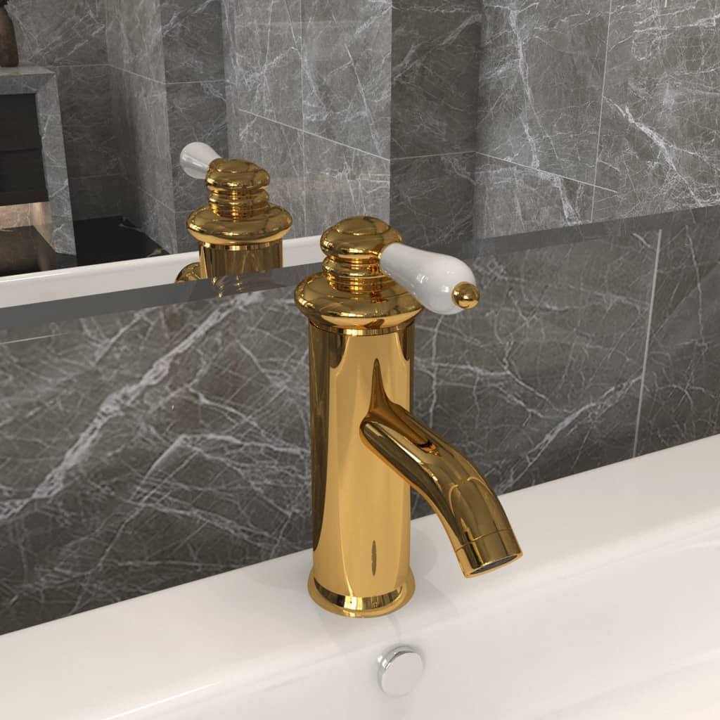 Bathroom Basin Faucet - Gold, Grey, Silver, Chromed Finish, Black - 130 mm - Bend