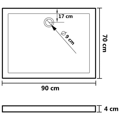 Shower Base Tray with Dots White 90x70x4 cm ABS