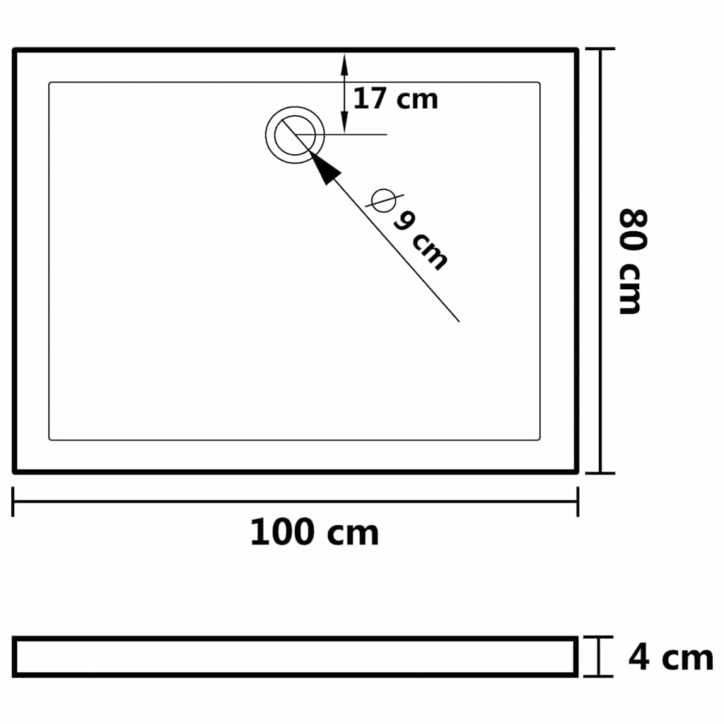 Rectangular ABS Shower Base Tray 80x100 cm - Bend