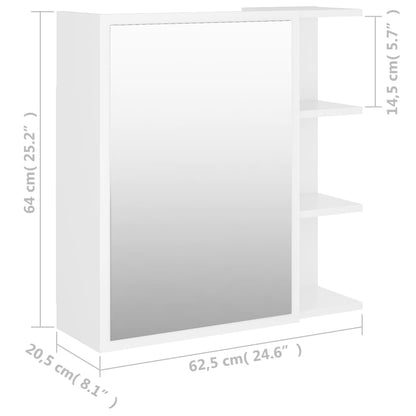 Bathroom Mirror Cabinet White 62.5x20.5x64 cm Engineered Wood - Bend