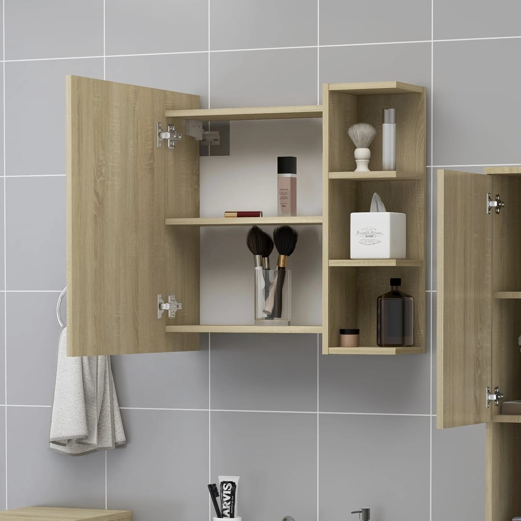 Bathroom Mirror Cabinet Sonoma Oak 62.5x20.5x64 cm Engineered Wood - Bend