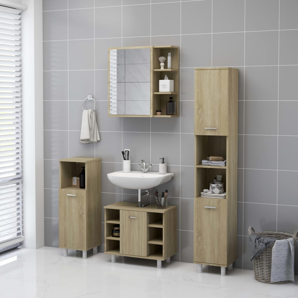 Bathroom Mirror Cabinet Sonoma Oak 62.5x20.5x64 cm Engineered Wood - Bend