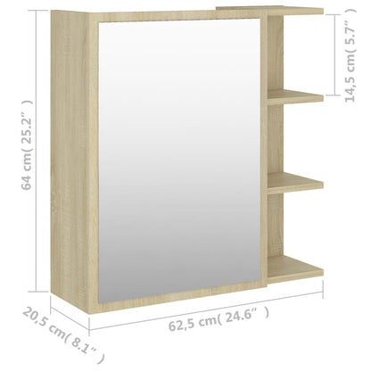 Bathroom Mirror Cabinet Sonoma Oak 62.5x20.5x64 cm Engineered Wood - Bend