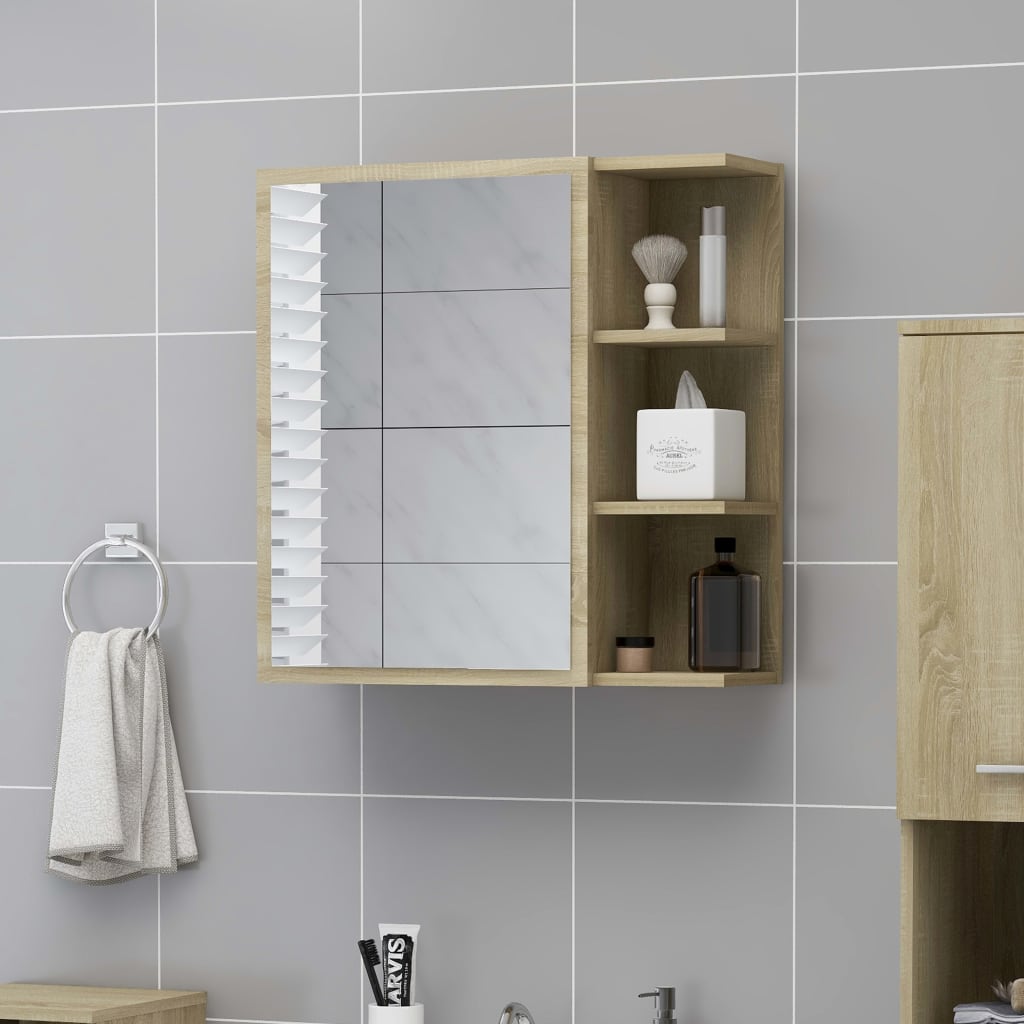 Bathroom Mirror Cabinet Sonoma Oak 62.5x20.5x64 cm Engineered Wood - Bend