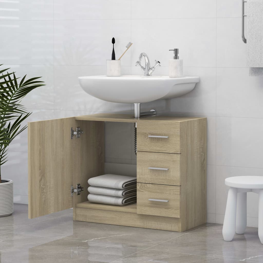 Sink Cabinet Sonoma Oak 63x30x54 cm Engineered Wood