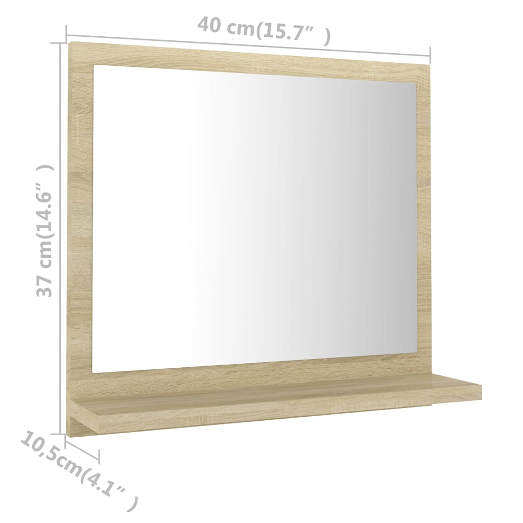 Bathroom Mirror Sonoma Oak 40x10.5x37 cm Engineered Wood - Bend