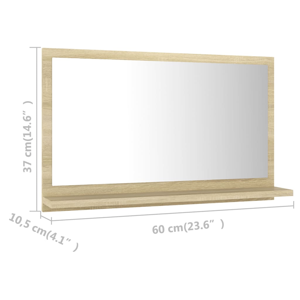 Bathroom Mirror Sonoma Oak 60x10.5x37 cm Engineered Wood - Bend