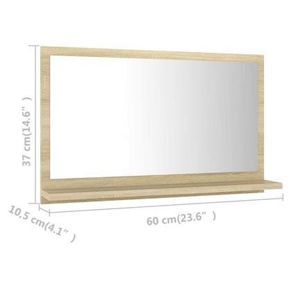 Bathroom Mirror Sonoma Oak 60x10.5x37 cm Engineered Wood - Bend