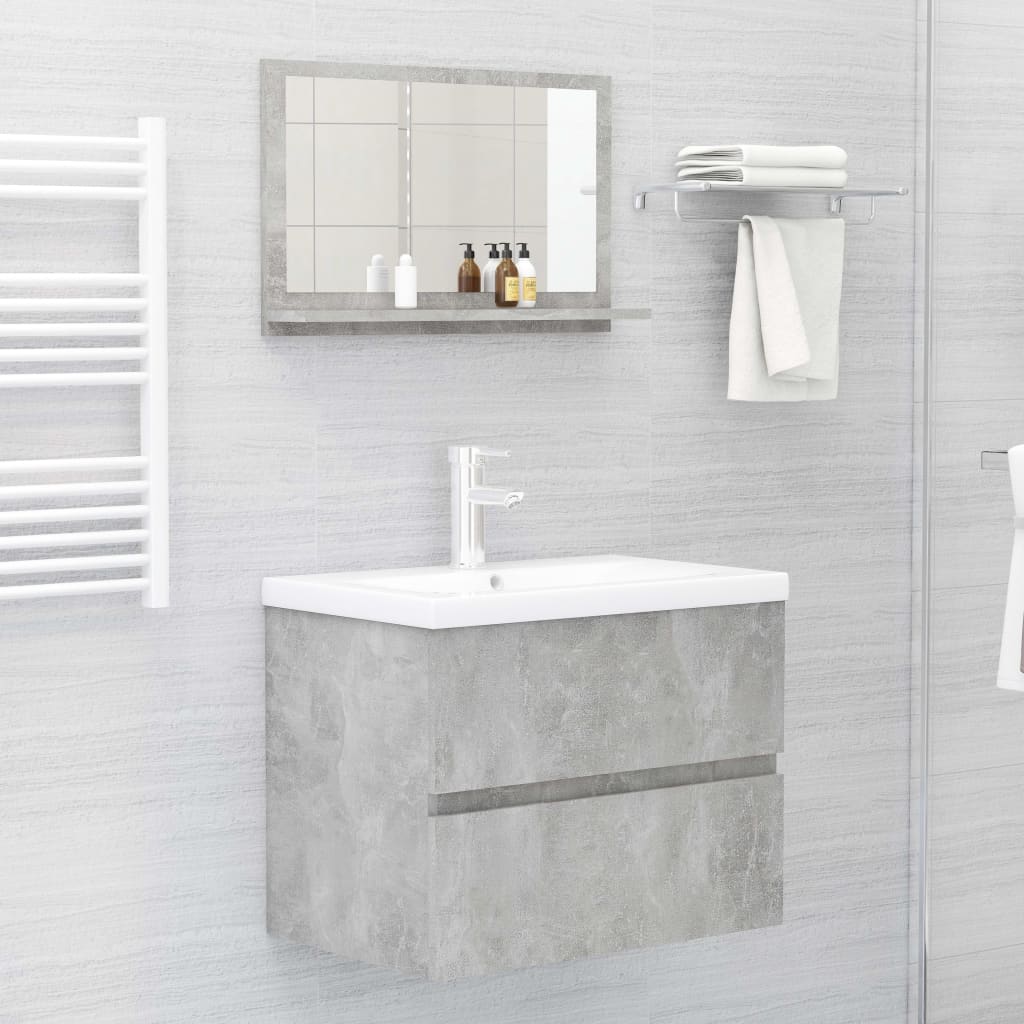 Bathroom Mirror Concrete Grey 60x10.5x37 cm Engineered Wood - Bend