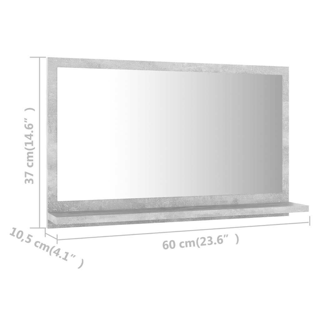 Bathroom Mirror Concrete Grey 60x10.5x37 cm Engineered Wood - Bend