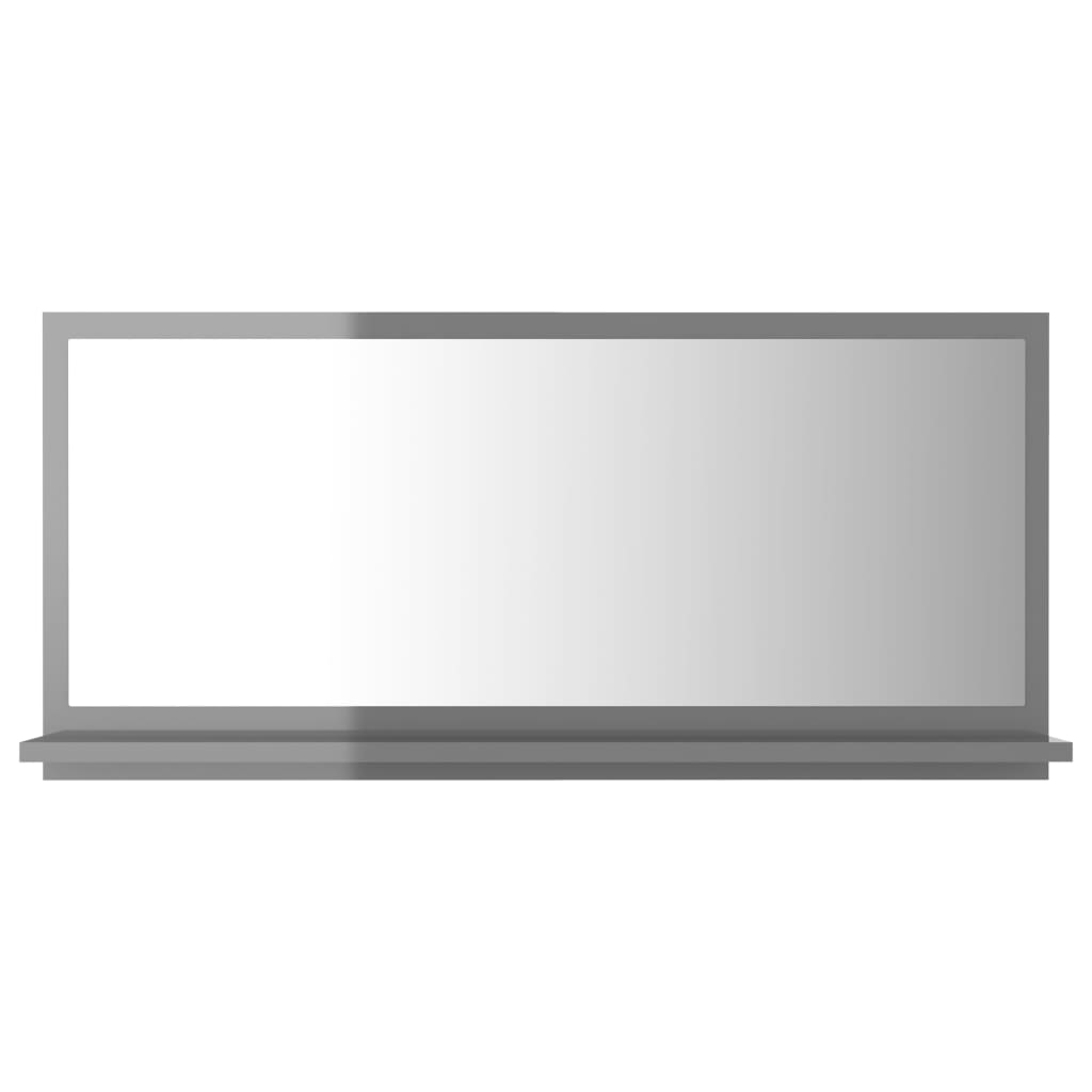 Bathroom Mirror High Gloss Grey 80x10.5x37 cm Engineered Wood