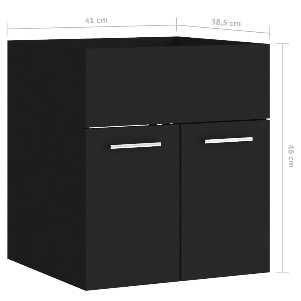 Sink Cabinet Black 41x38.5x46 cm Engineered Wood